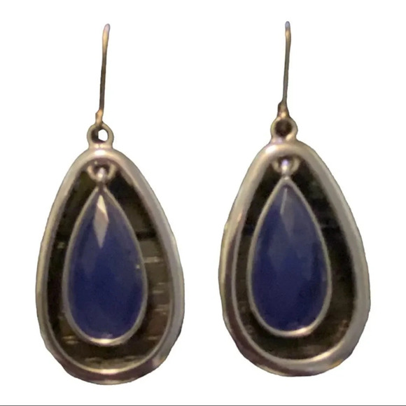 $10 SALE! 
VINTAGE ANNE KLEIN sterling silver and blue stone drop earrings - Picture 1 of 4